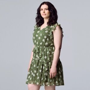 NWT SIMPLY VERA VERA WANG Ruffle Tiered Chiffon Dress